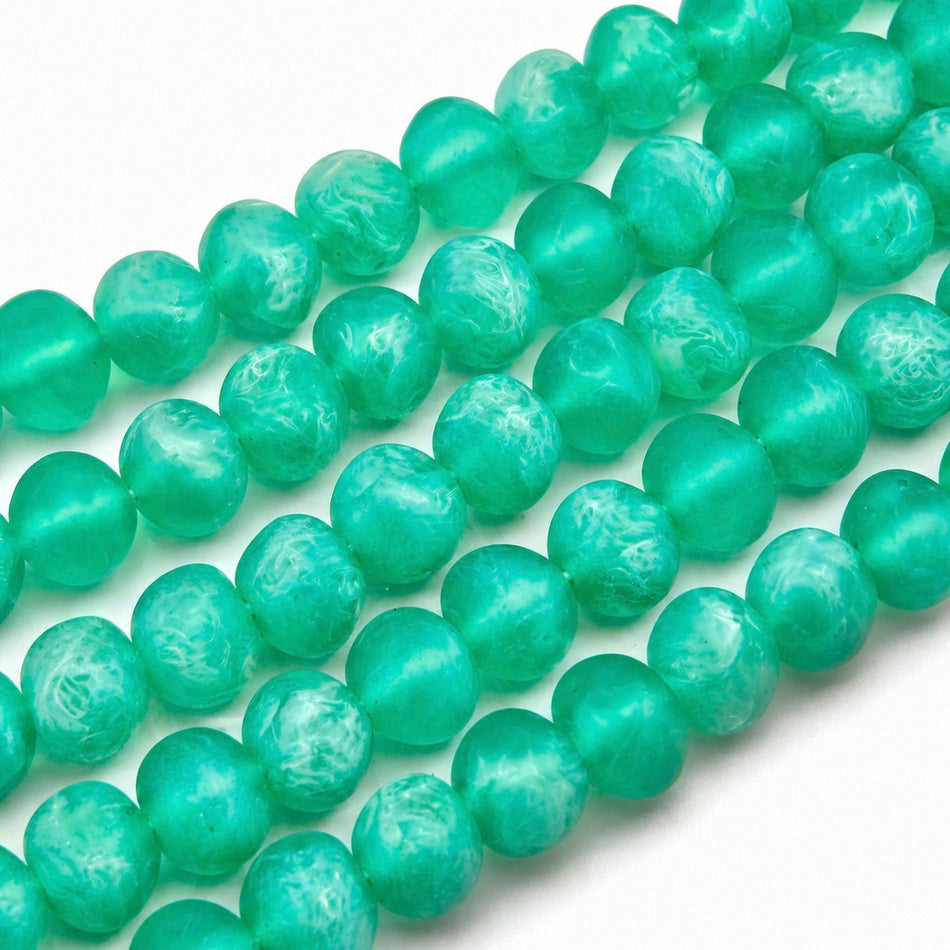 Round Resin Bead Translucent Clouded 16mm Strand
