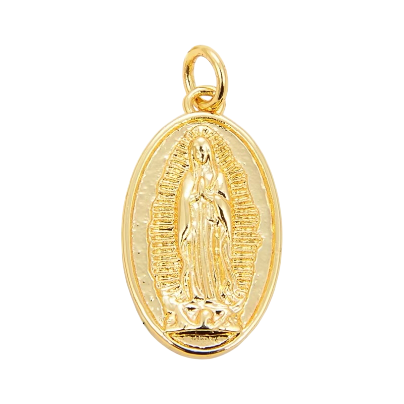 18k Gold Oval Virgin Pendant 24mm, 1pc