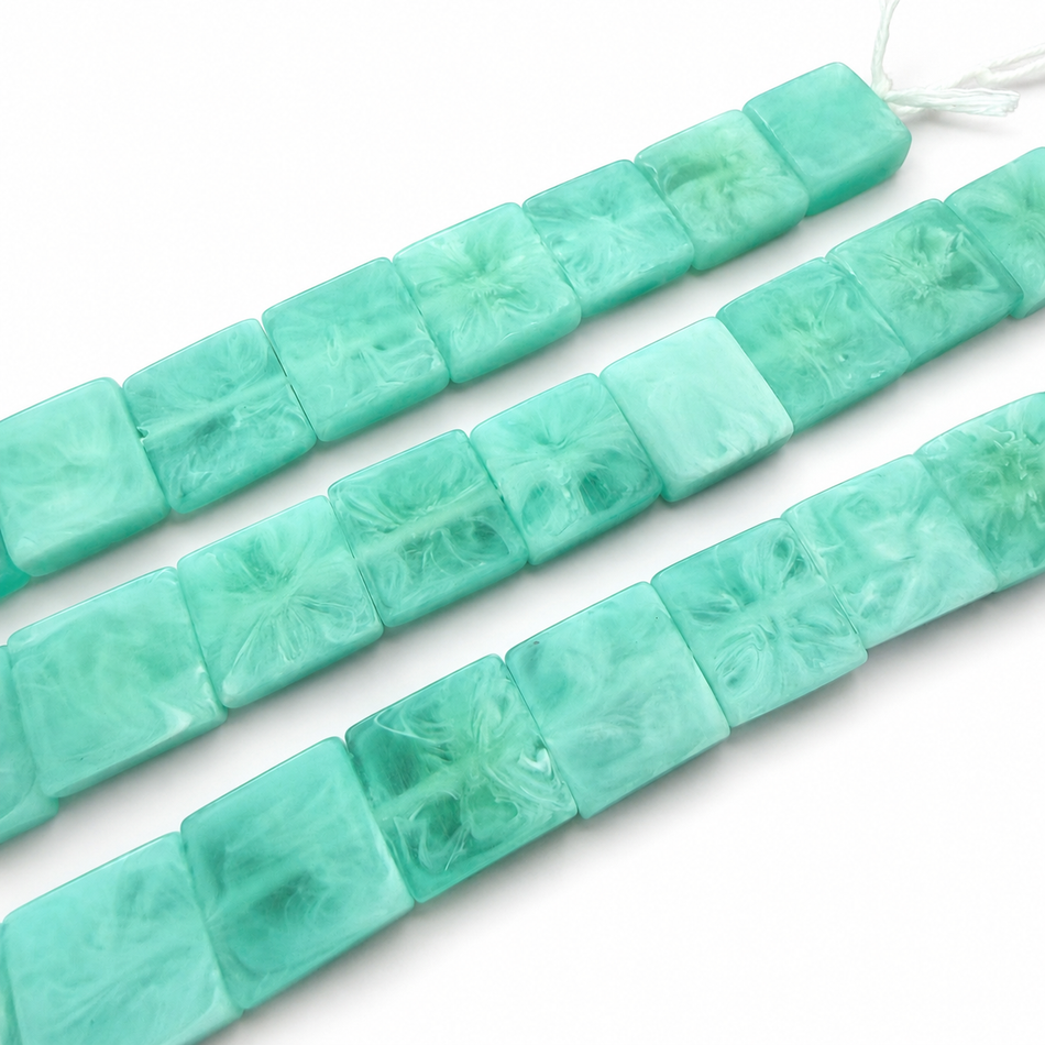 Flat Square Resin Bead 24mm Strand