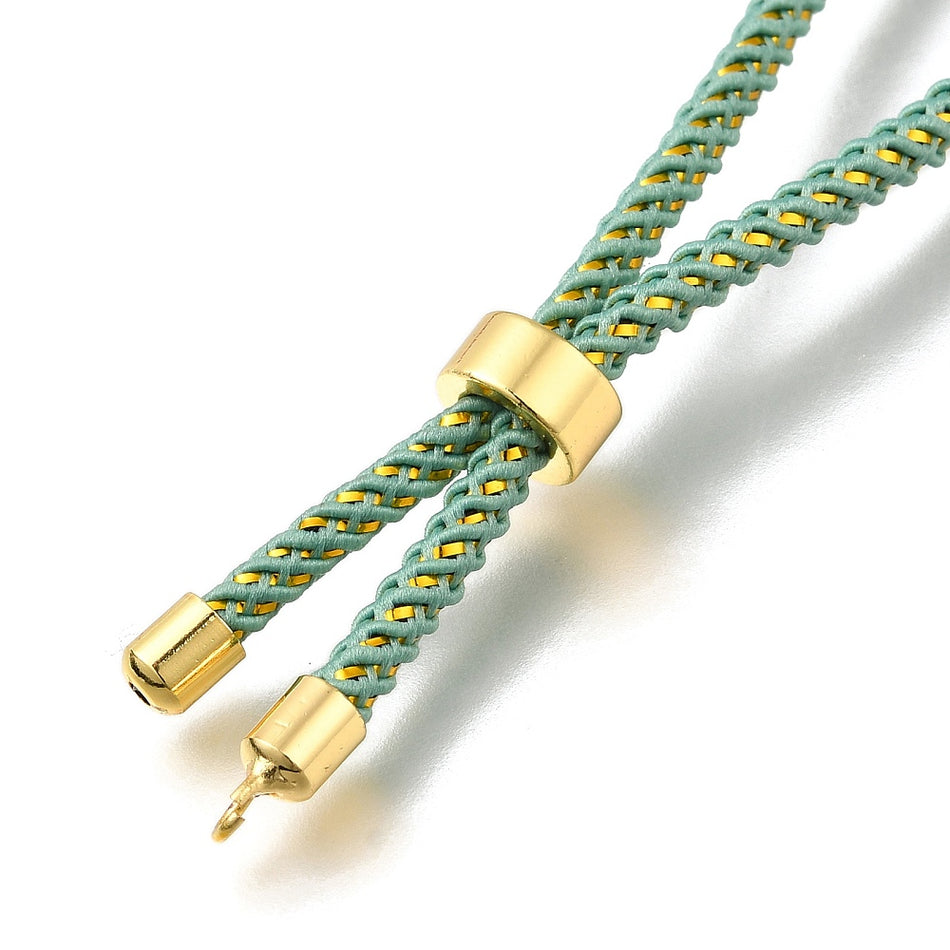 18k Gold-Plated Braided Cord Slider Bracelet Connector, 3pcs