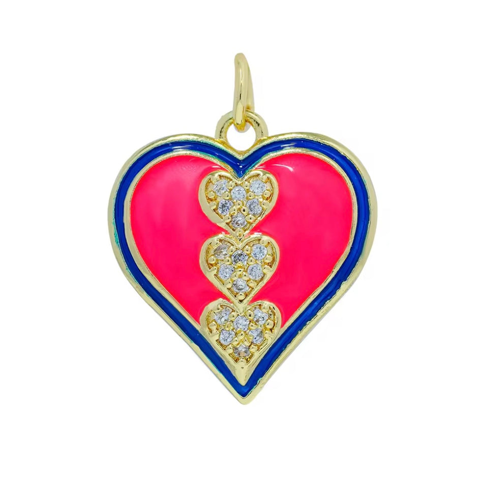 Multicolor Zirconia Heart Pendant, 1pc