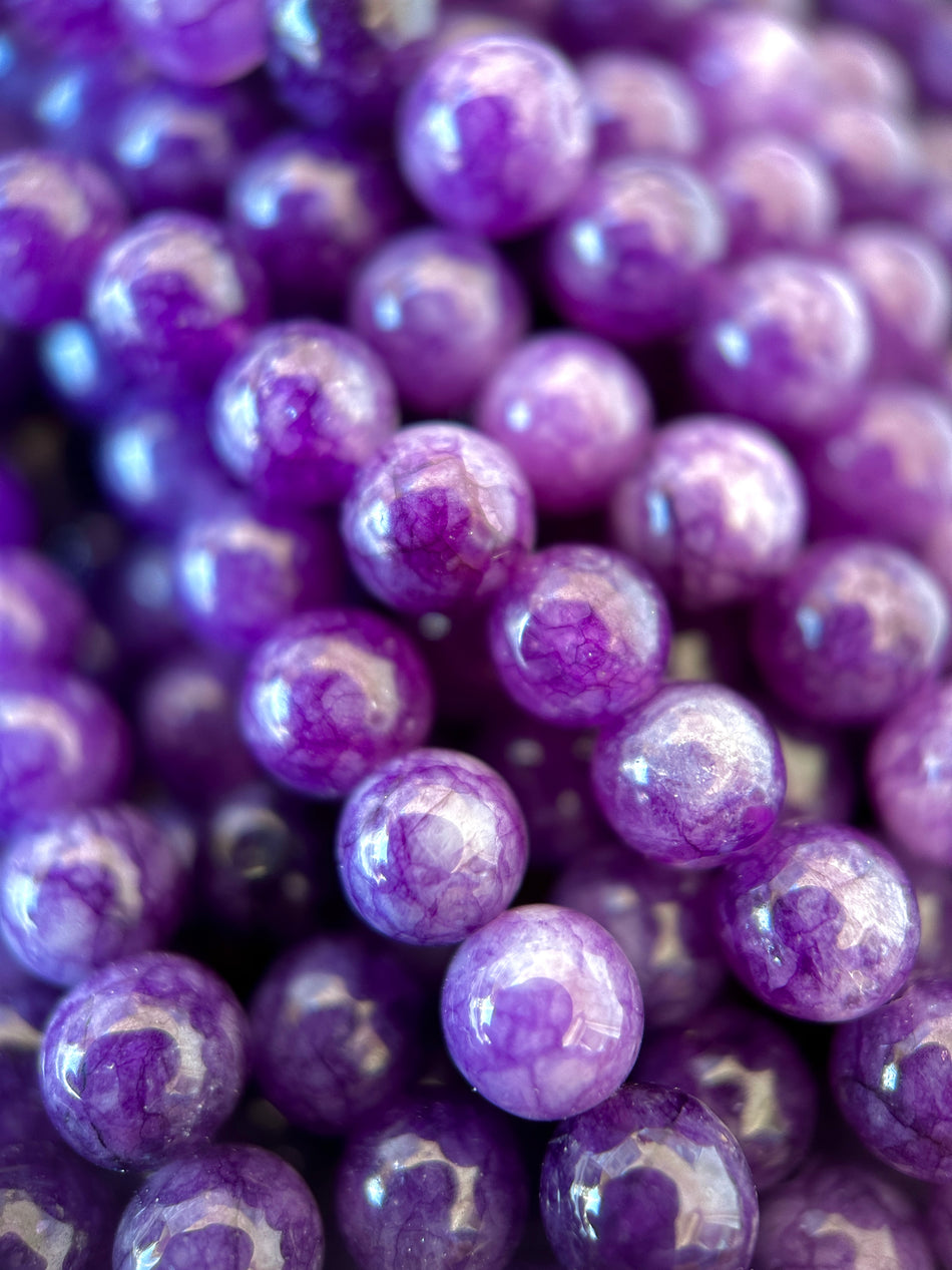 Round Purple Agate Bead Strand, 6mm