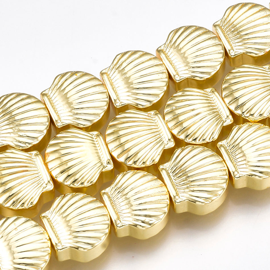 Gold Electroplated Hematite Shell Bead 8mm Strand