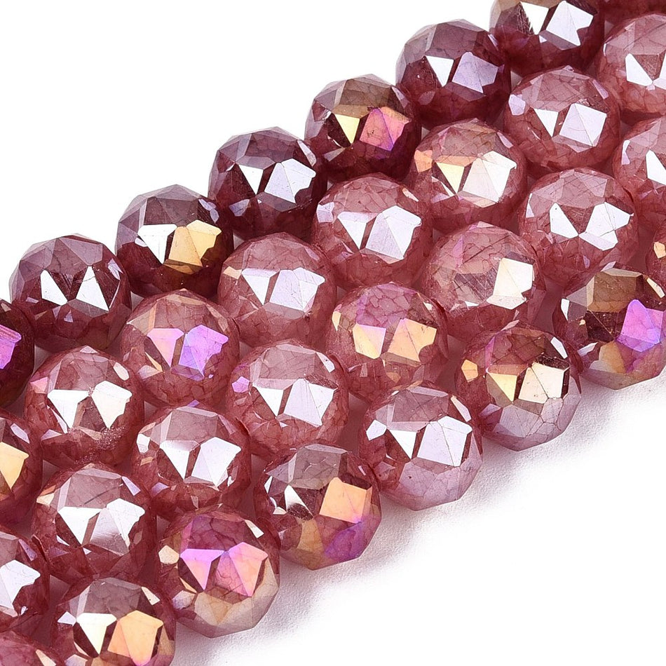 Round Faceted Electroplate Crystal Bead 10mm Strand