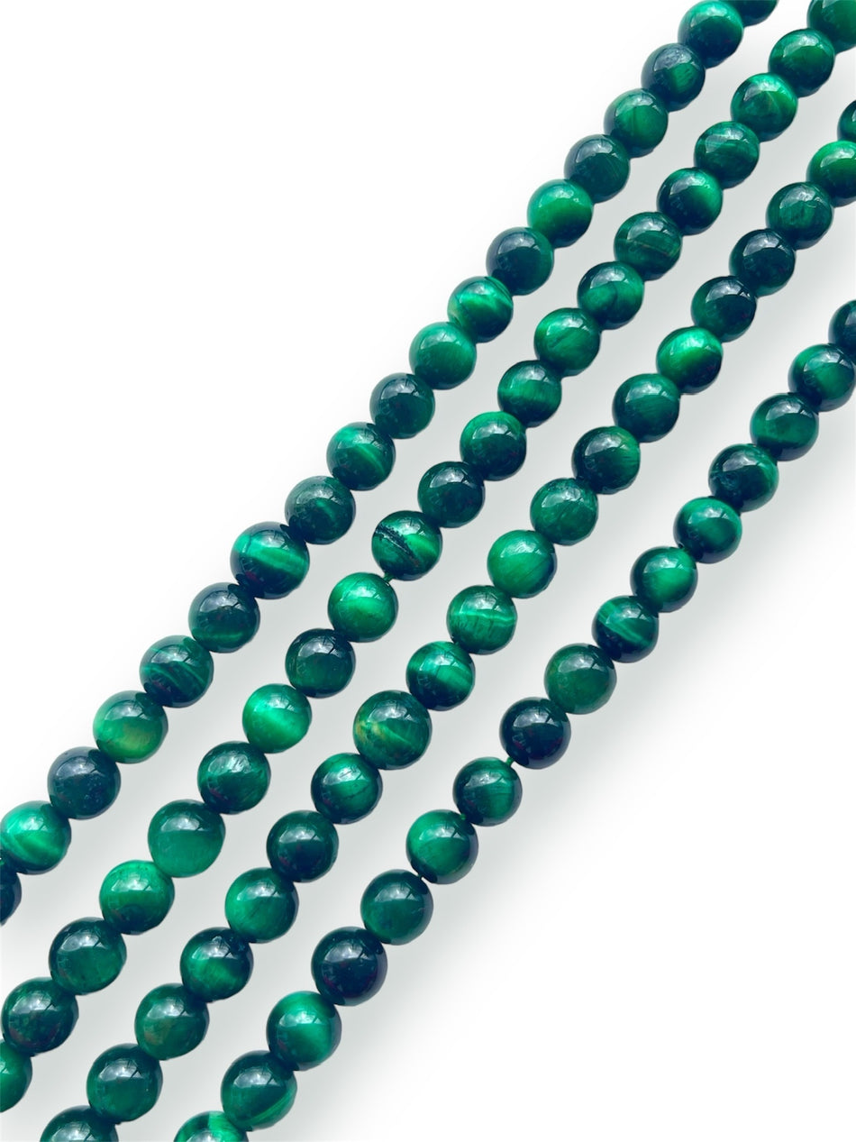 Green Tiger Eye Round Strand, 8mm