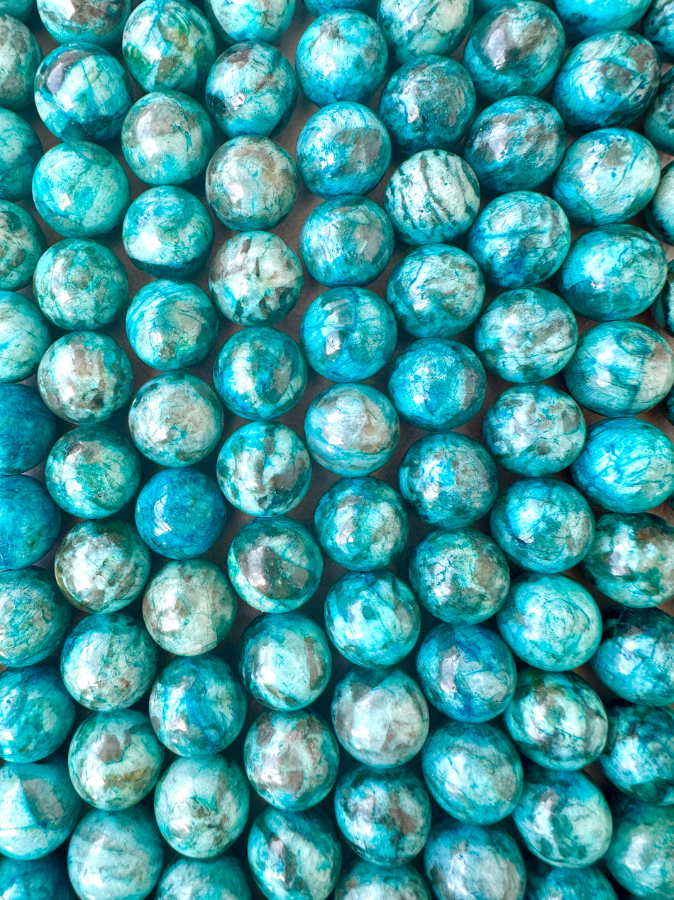 Blue Round Jade Strand, 16mm