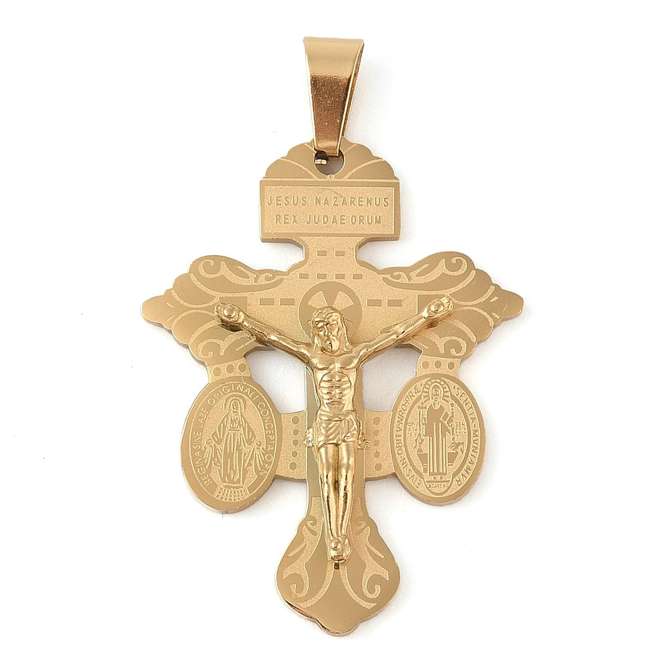 Stainless Steel Crucifix Cross Pendant 34mm, 1pc