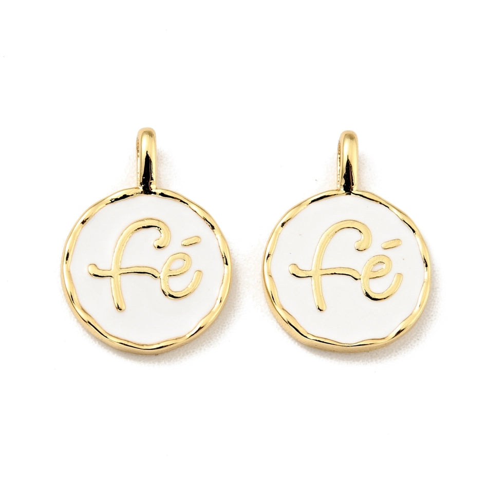 Enamel Fe Pendant, 13mm, 2pcs