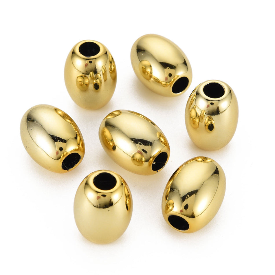 Gold-Plated Acrylic Oval Beads 18mm, 10pcs