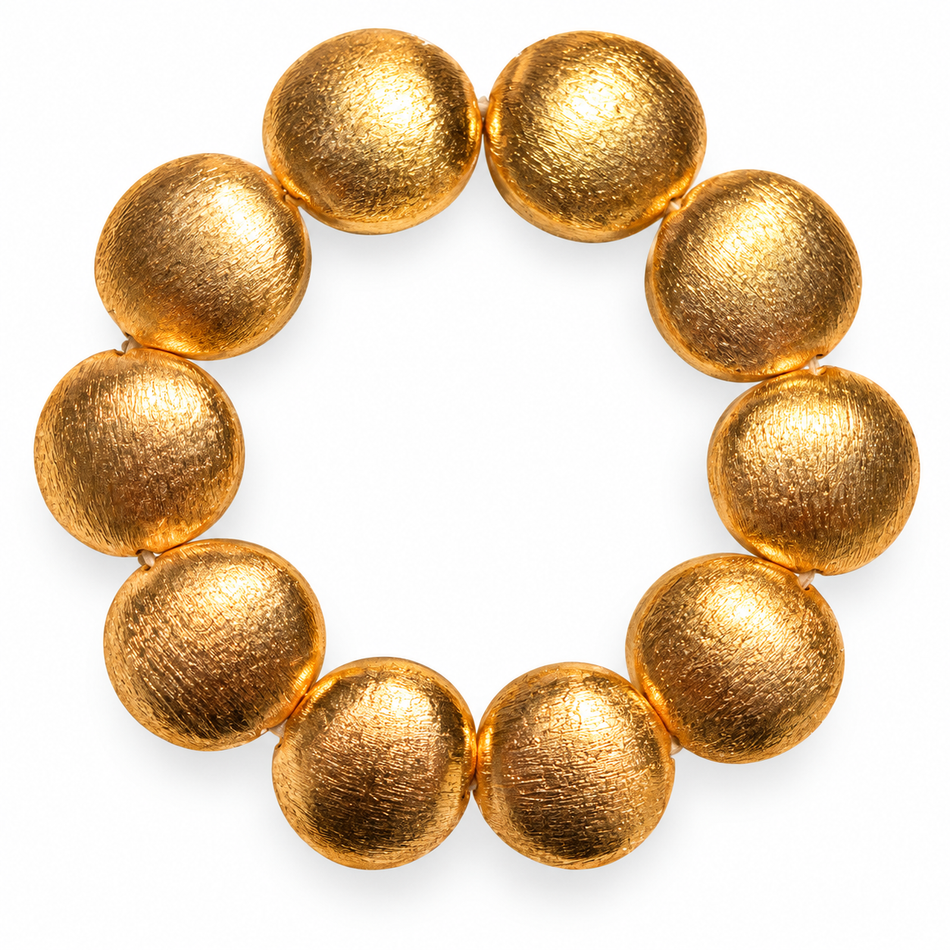 Textured Copper Spacer Beads Strand, Bead Size 20mm, Plated in India
