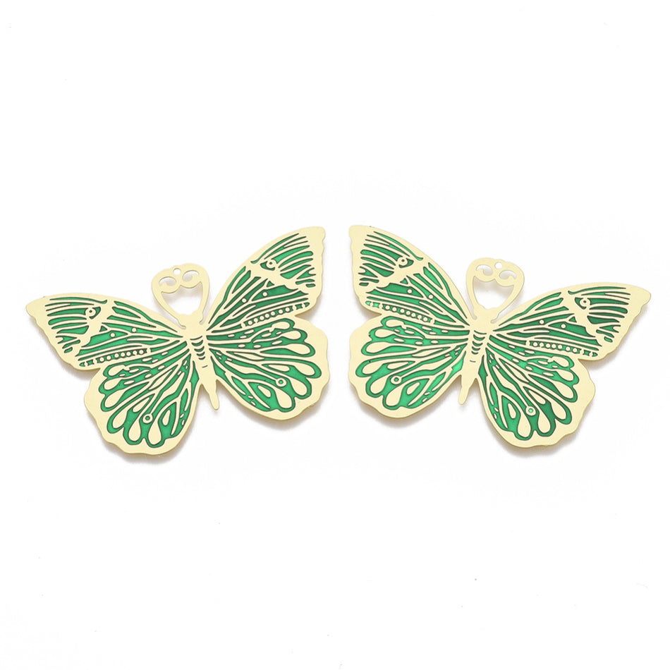 Gold Aluminum Butterfly Pendant 31mm, 4pcs