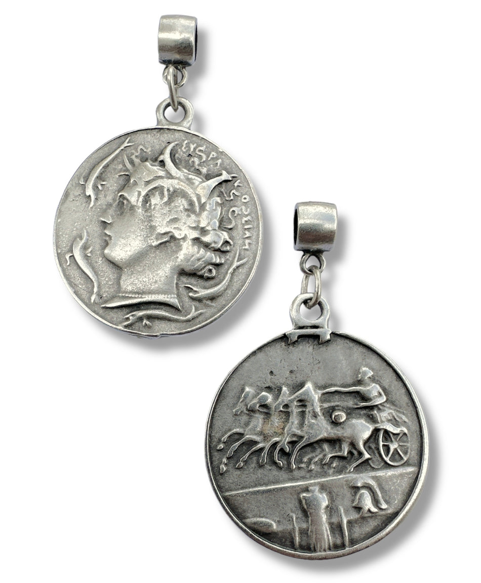 Silver Coin Pendant 45mm, 1pc