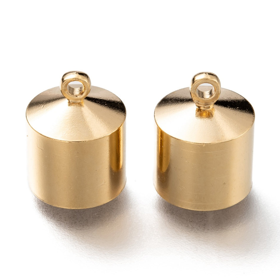18k Gold-Plated Cord End 13mm, 4pcs