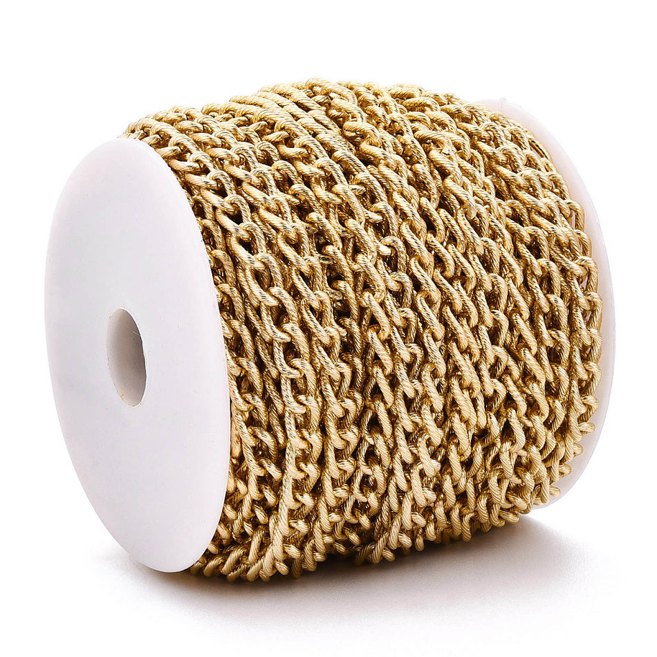 Gold Aluminum Textured Curb Chain Roll 10mm, 20 Yards