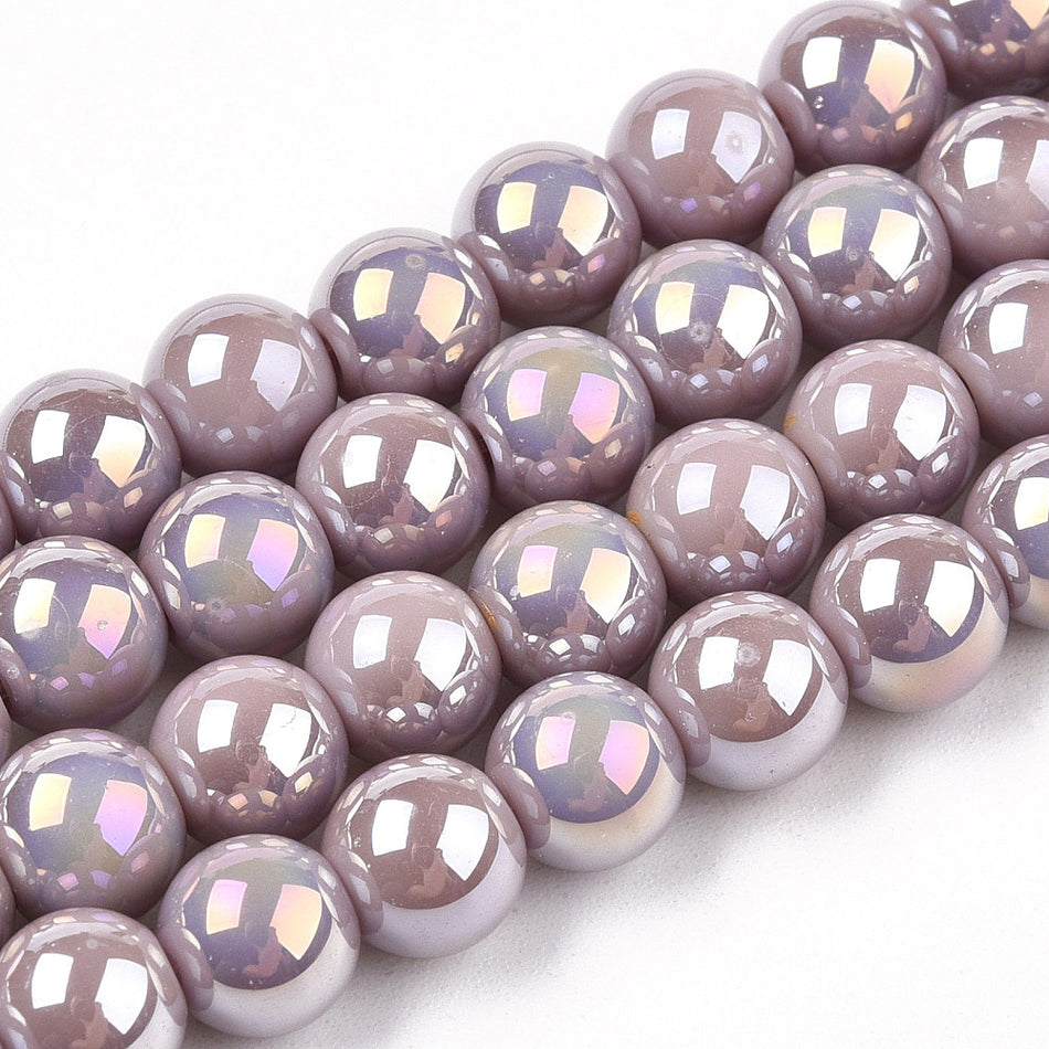 Electroplated Crystal Round Bead Strand, 6mm