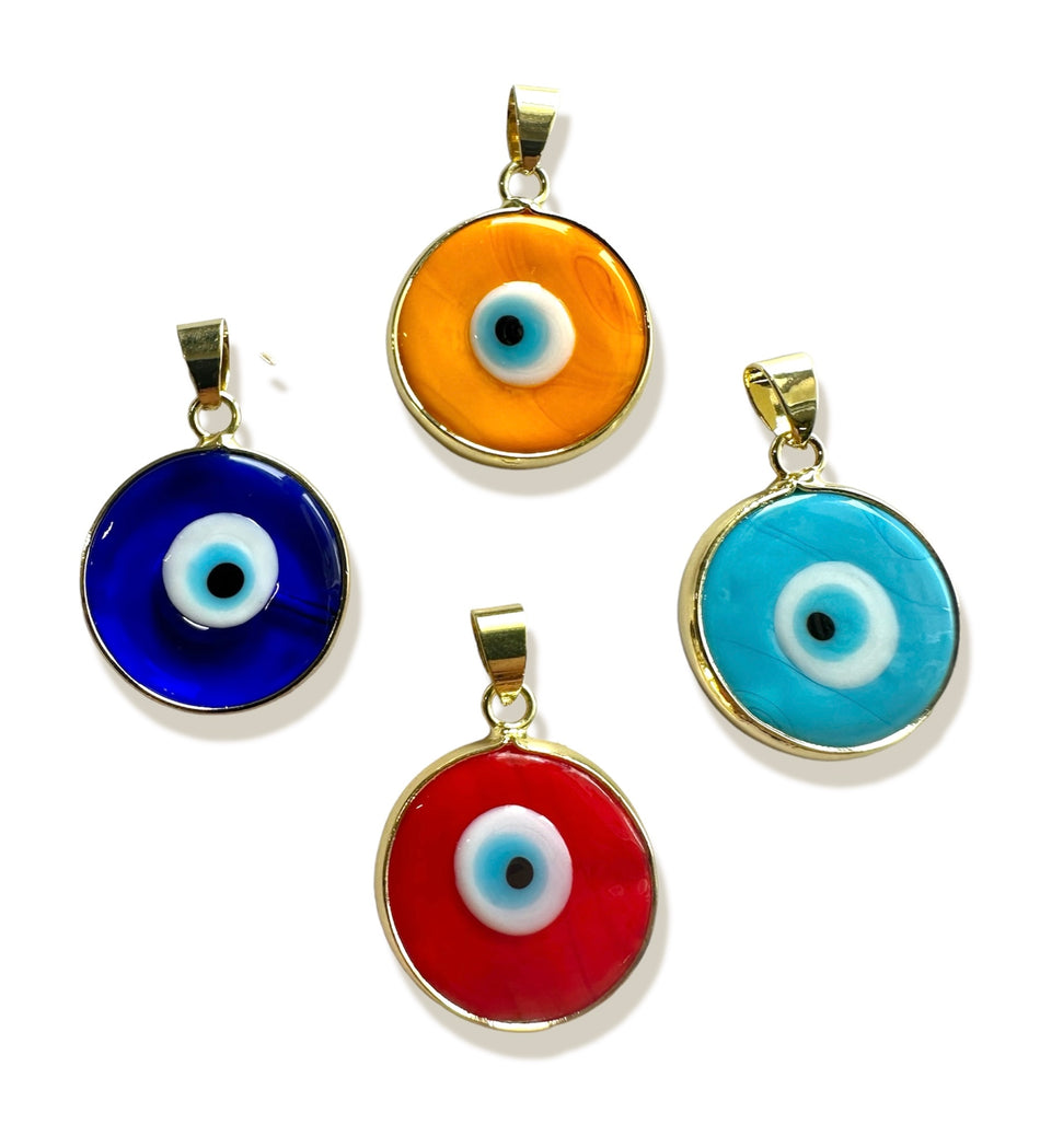 Crystal Evil Eye Pendant 20mm, 1pc