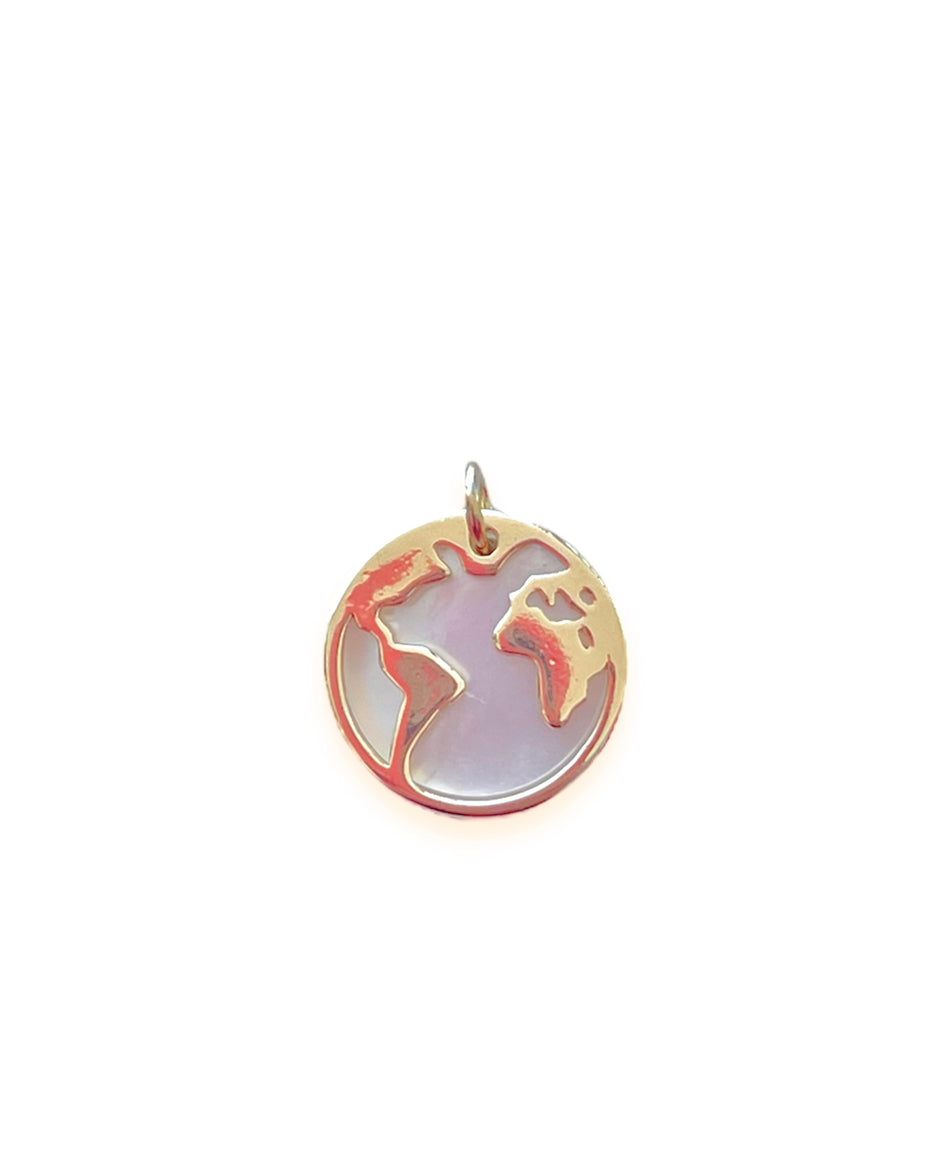 Gold Filled Shell Map of the World Charm, 1pc