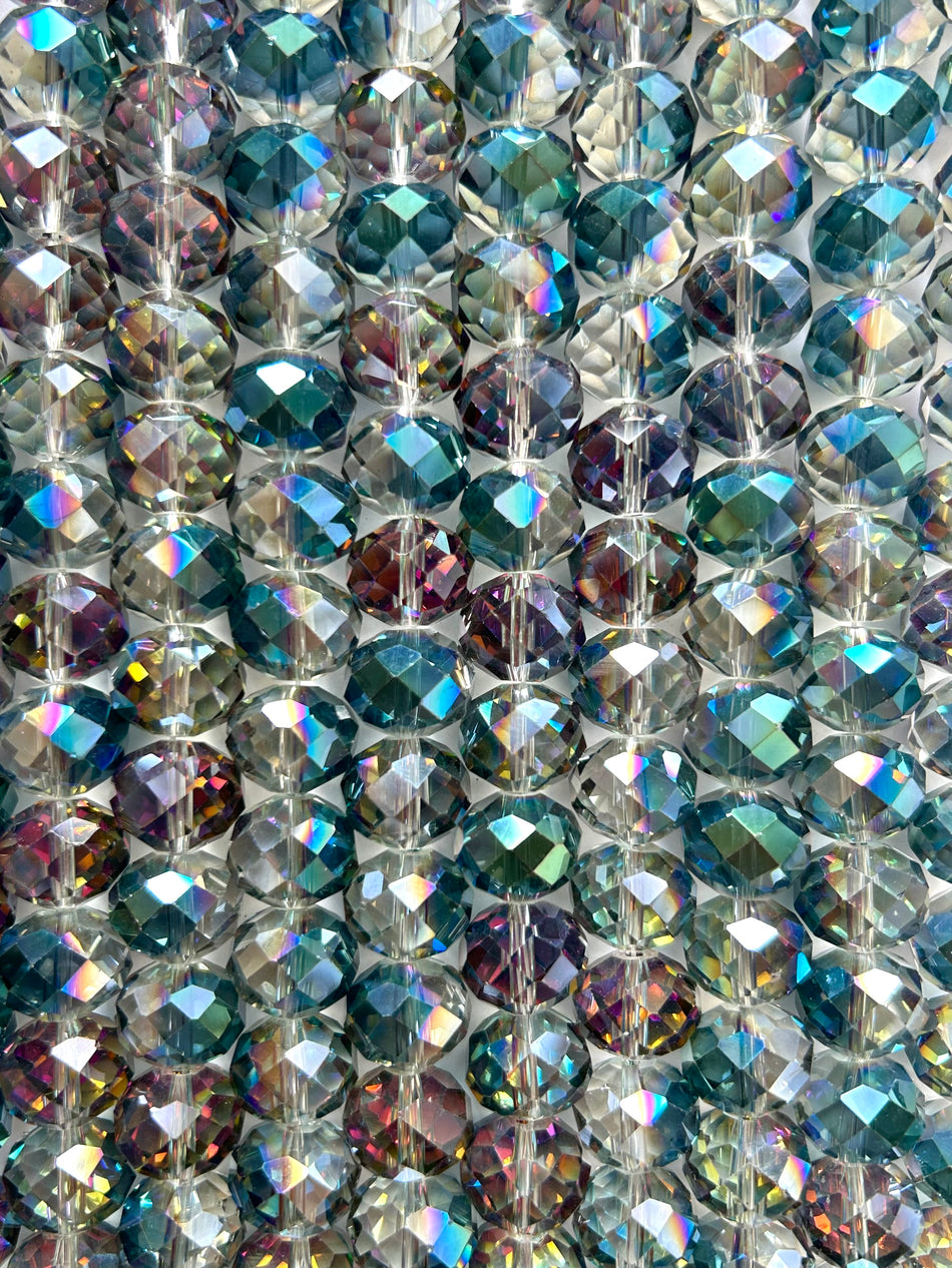 Faceted Rondelle Crystal Bead Strand, 16mm