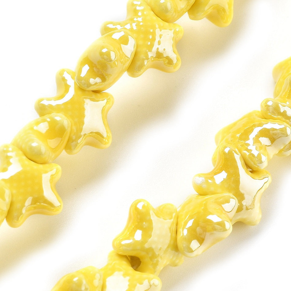 Porcelain Starfish Ceramic Bead Strand 12mm