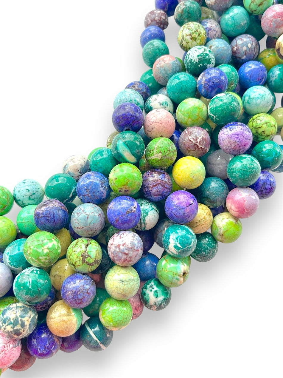 Multicolor Howlite Round Strand, 14mm