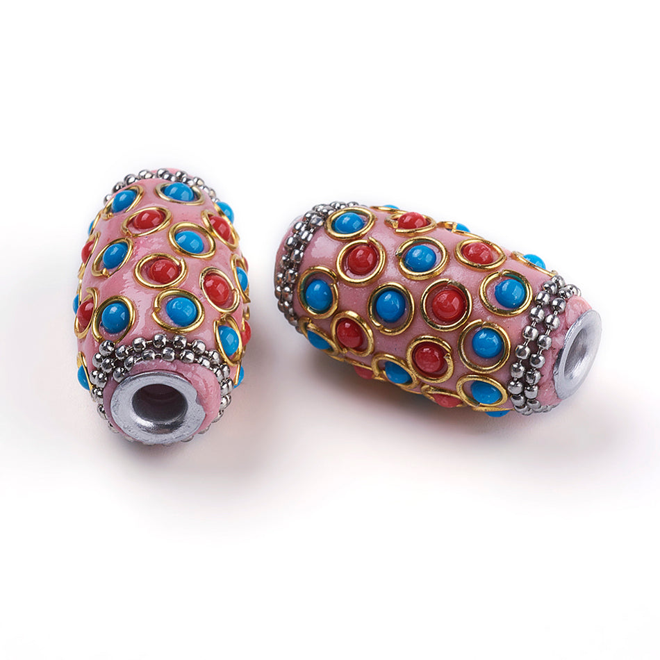 Pink Indonesian Focal Bead, 1pcs