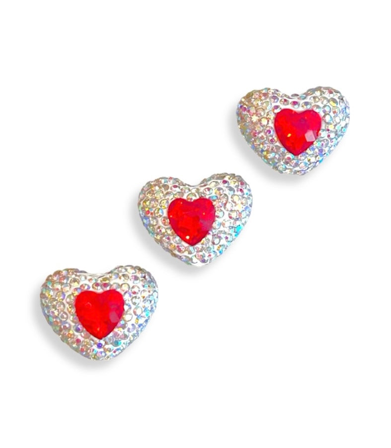 Red Zirconia Heart Bead 25mm, 1pc