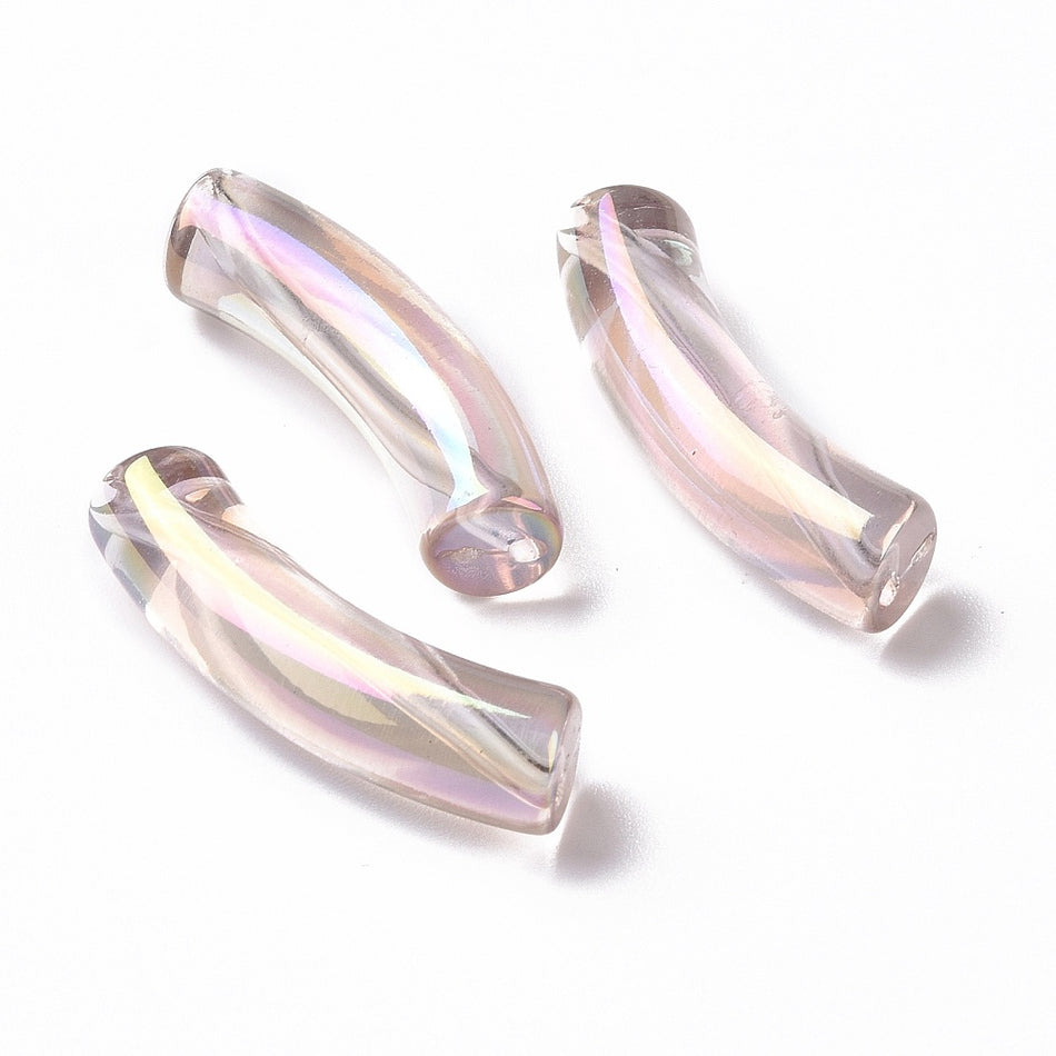 Acrylic Curved Tube Bead, 10pcs