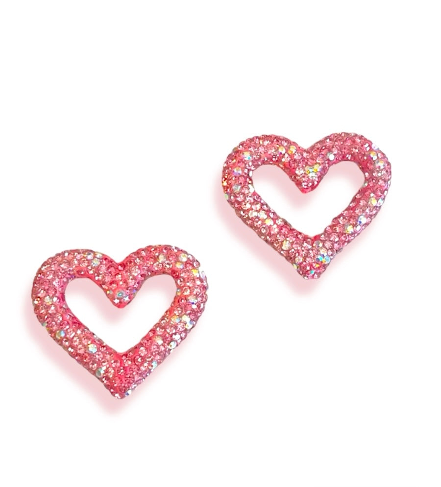 Pink Zirconia Heart Bead 30mm, 1pc