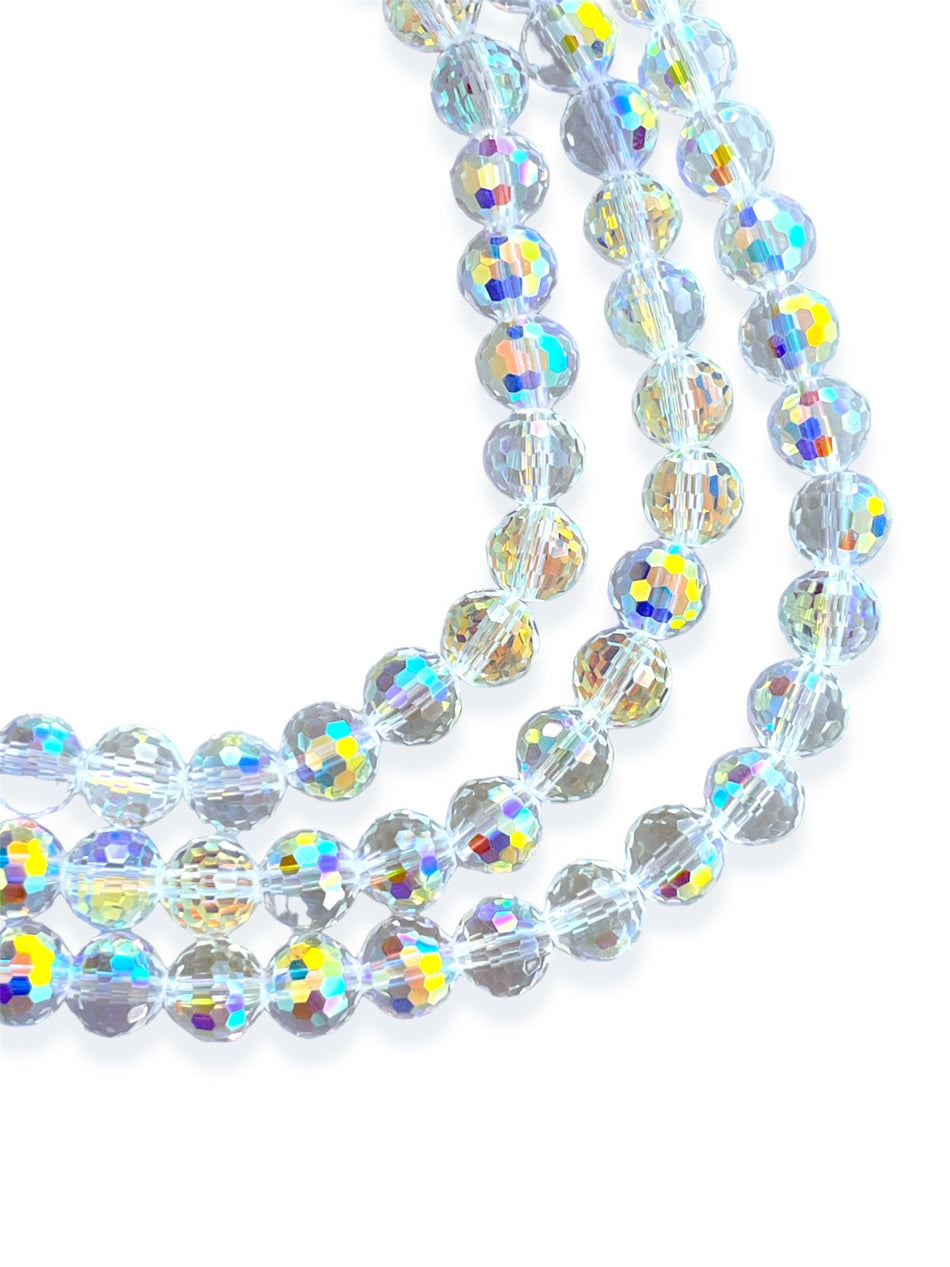 Tornasol Faceted Round Crystal Strand, 8mm