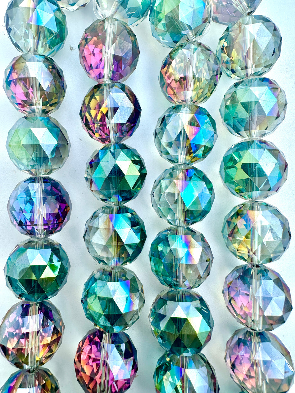 Faceted Round Crystal Strand, 24mm