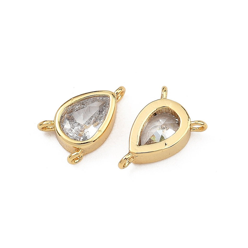 18k Gold-Plated Zirconia Drop Chandelier Pendant 10mm, 2pcs