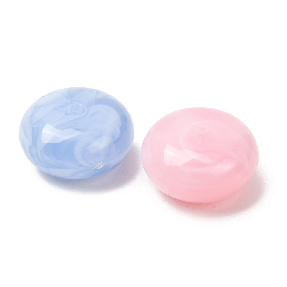 Flat-Round Acrylic Rondelle Bead Mix 18mm, 10pcs