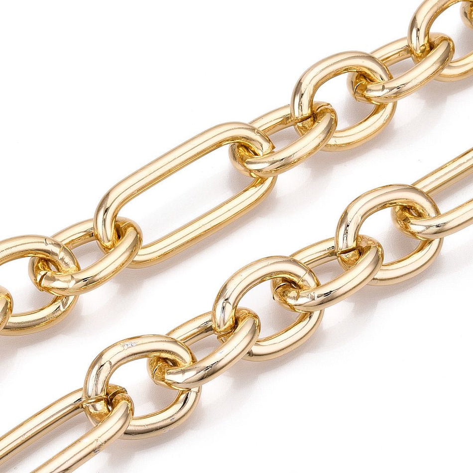 Aluminum Oval Link Gold Chain 21-36mm, 18inch