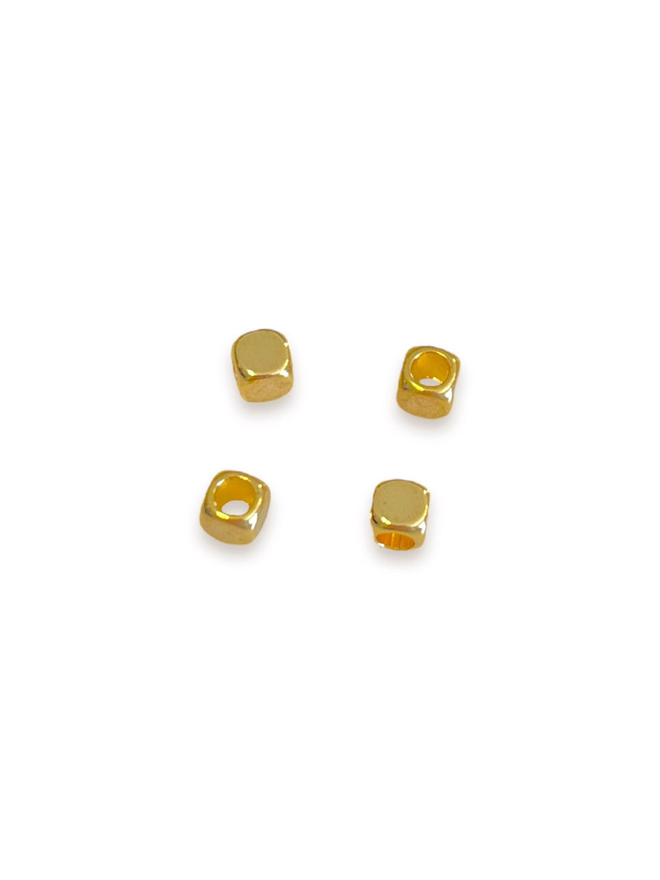 Gold Plated Cube Spacers 4mm, 4pcs