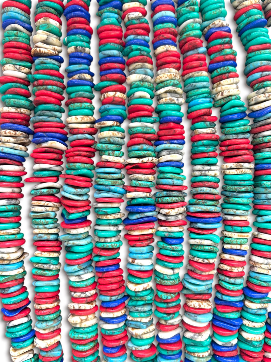 Multicolor Chip Howlite Bead Strand, 10-17mm