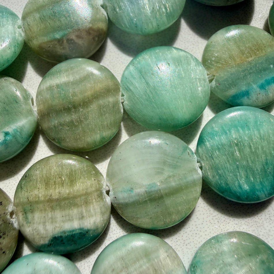 Round Amazonite Coin 12mm Strand