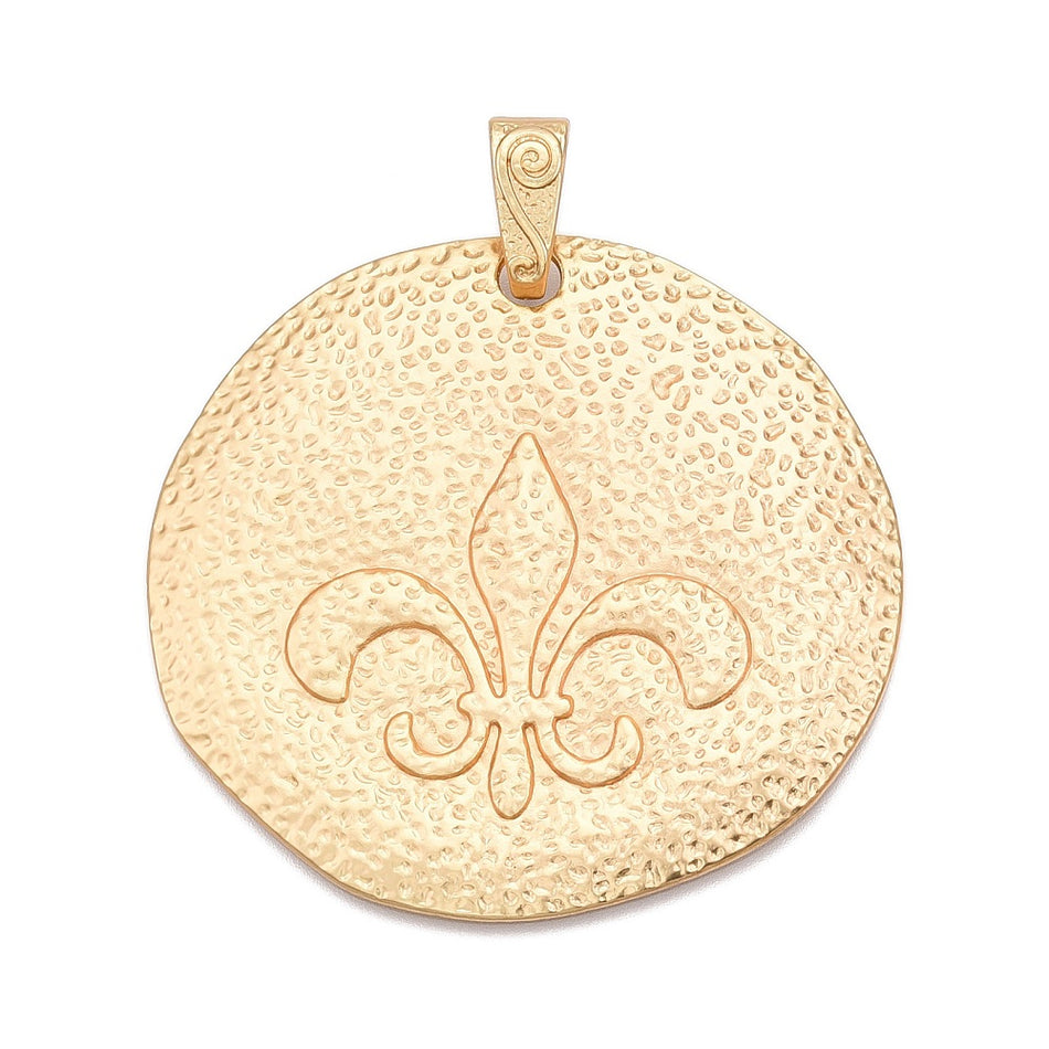 Gold-Filled Fleur De Lis Pendant 66mm, 1pc