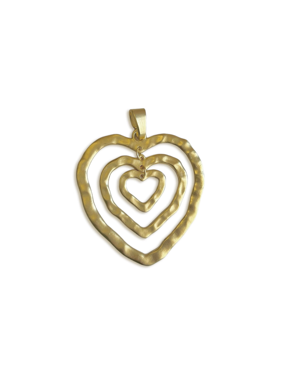 Gold Filled Matte Triple Heart Pendant, 1pc