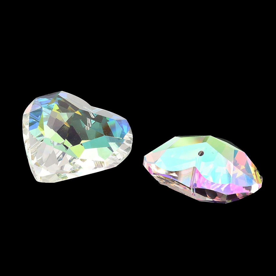 Faceted Heart Crystal Pendant 43mm, 1pc