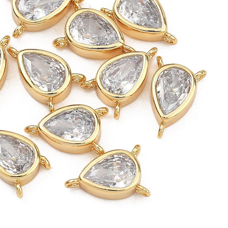 18k Gold-Plated Zirconia Drop Chandelier Pendant 10mm, 2pcs