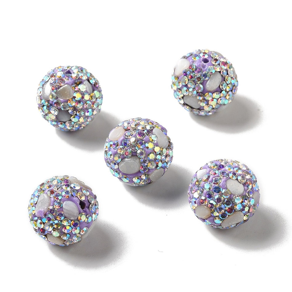 Purple Rhinestone Beads, 16mm