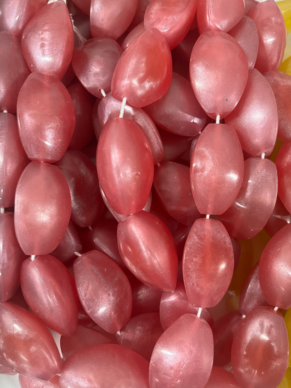 Oval Almond Shape Resin Bead Strand, 38mm