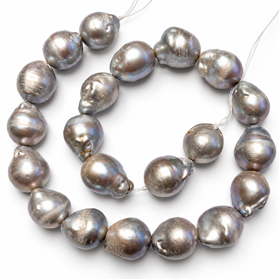 Natural Freshwater Baroque Pearl Beads – Bead Size 14–16mm – 16” Strand