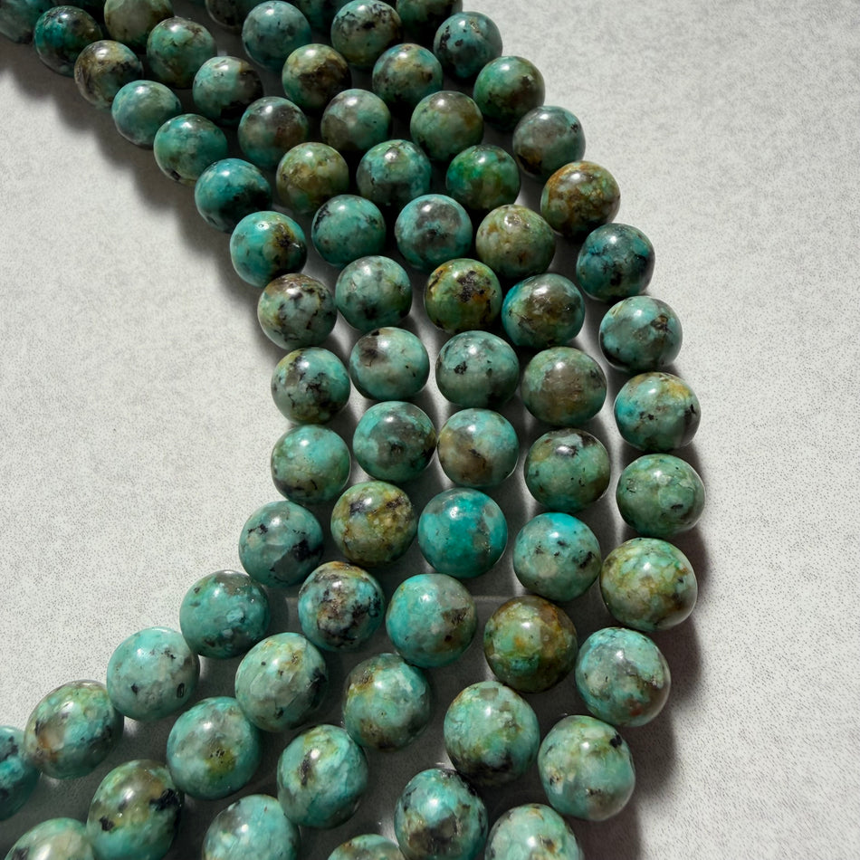 Round Blue-Green Tone Jasper Bead 8mm Strand