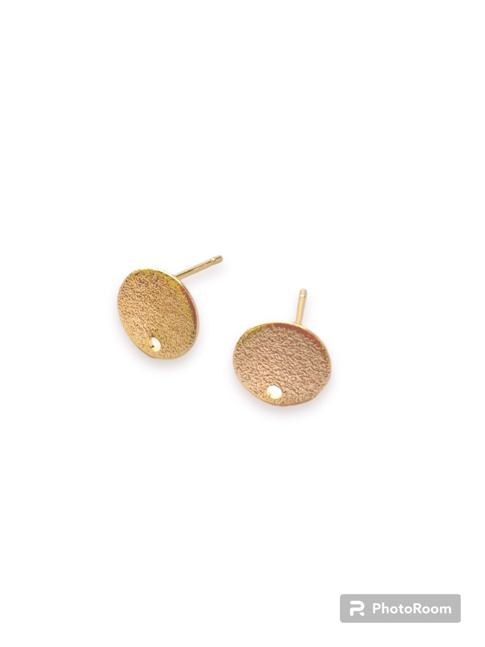 Gold Filled Flat Round Earrings, 1 Pair