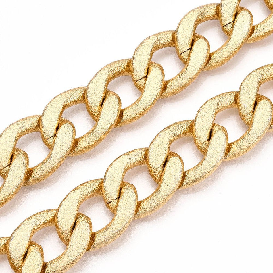 Aluminum Textured Gold Curb Chain, 18inch