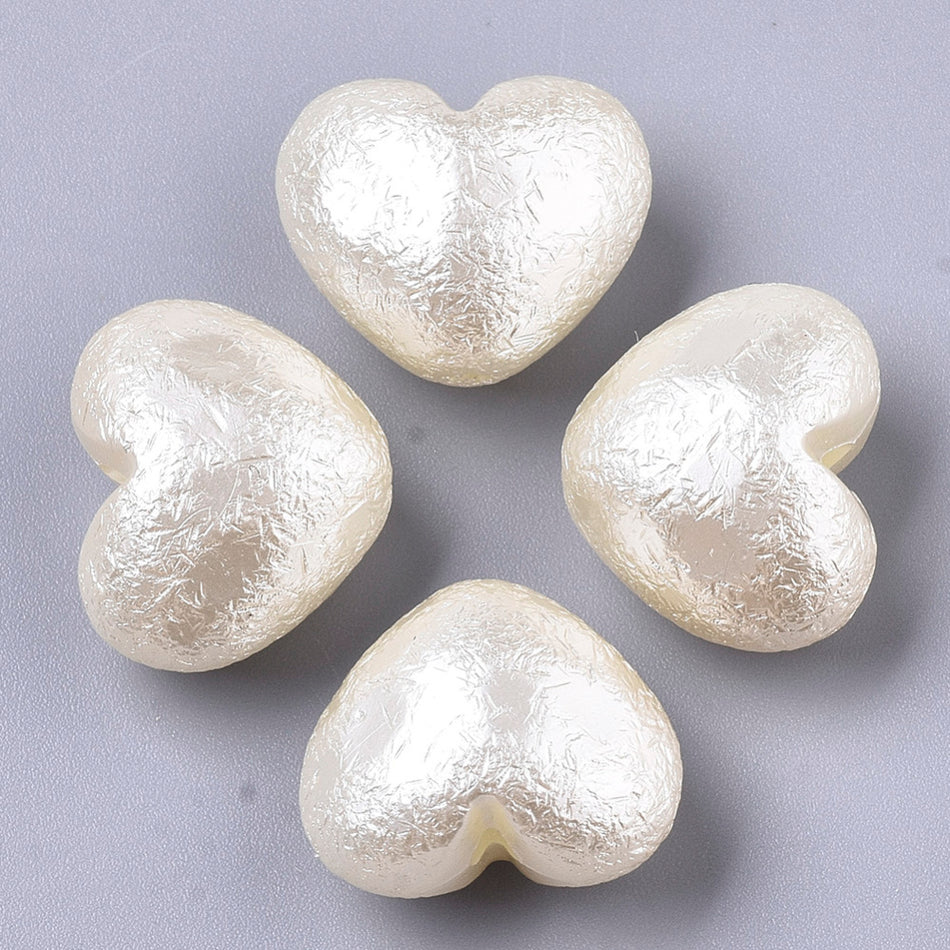 Heart Pearl Acrylic Beads 16mm, 25pcs