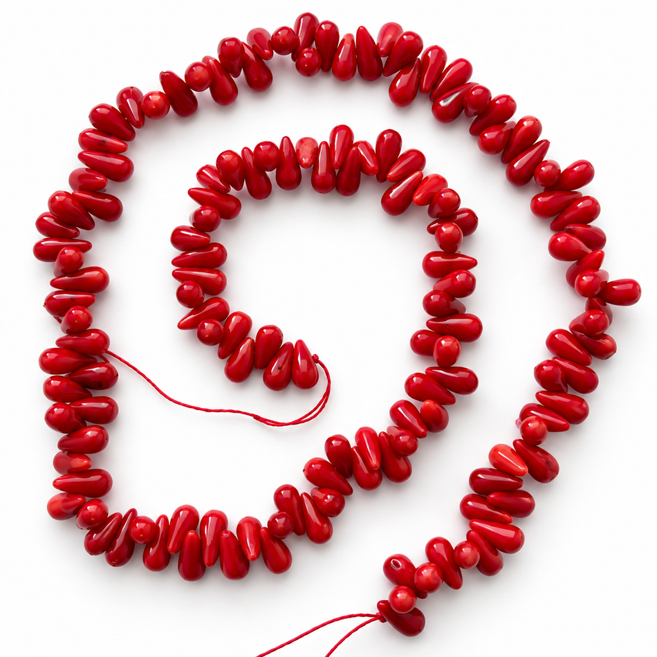 Natural Red Branch Drop Beads – Bead Size 10mm – 16” Strand