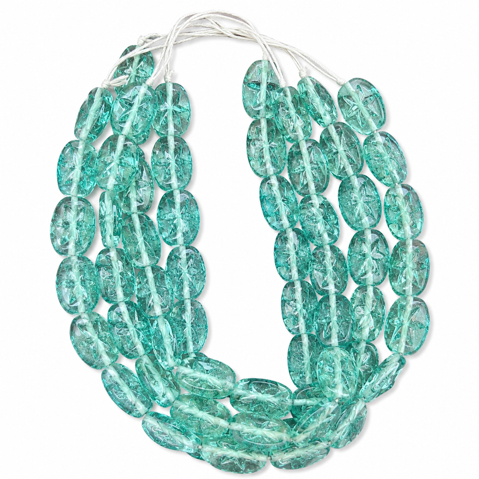 Lampwork Crystal Oval Strand, Bead Size 28mm
