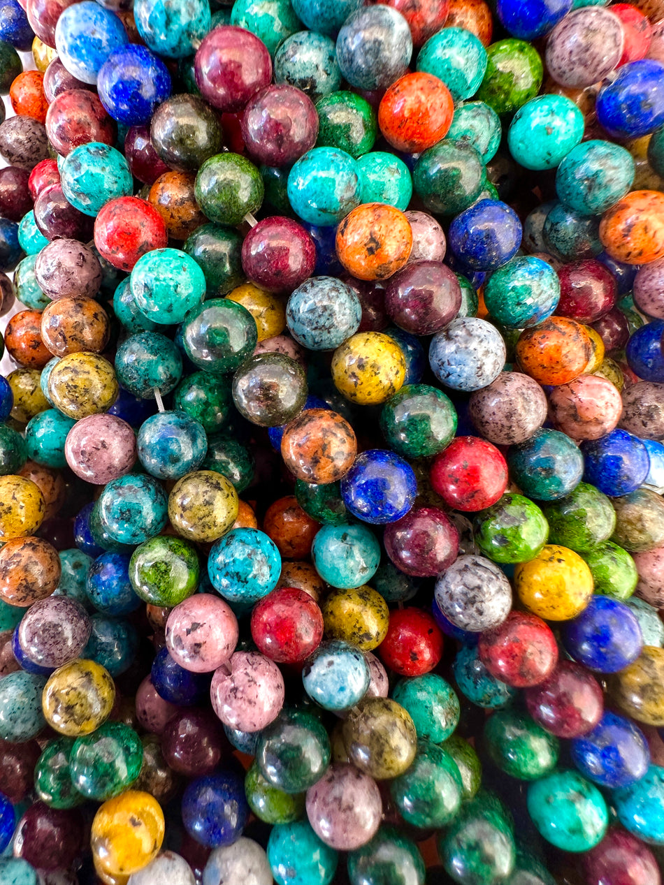 Round Multicolor Gemstone Bead Strand, 6mm